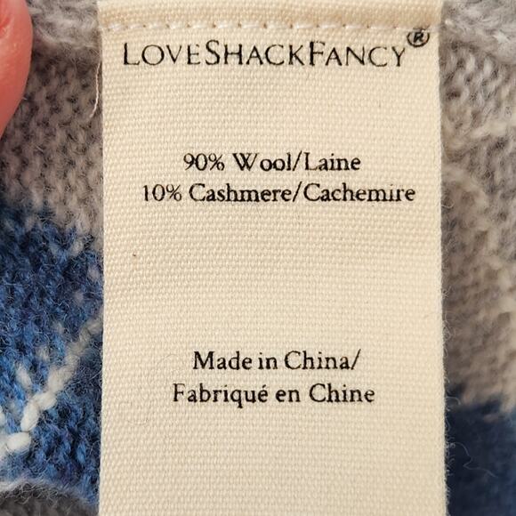 LoveShackFancy Blue Wool Cashmere Marseille Argyle Sweater Mini Skirt Women's M - Picture 4 of 6